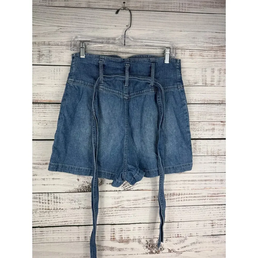 Rebecca Taylor La Vie Paperbag Denim Shorts Boho Casual Medium Coastal Festival